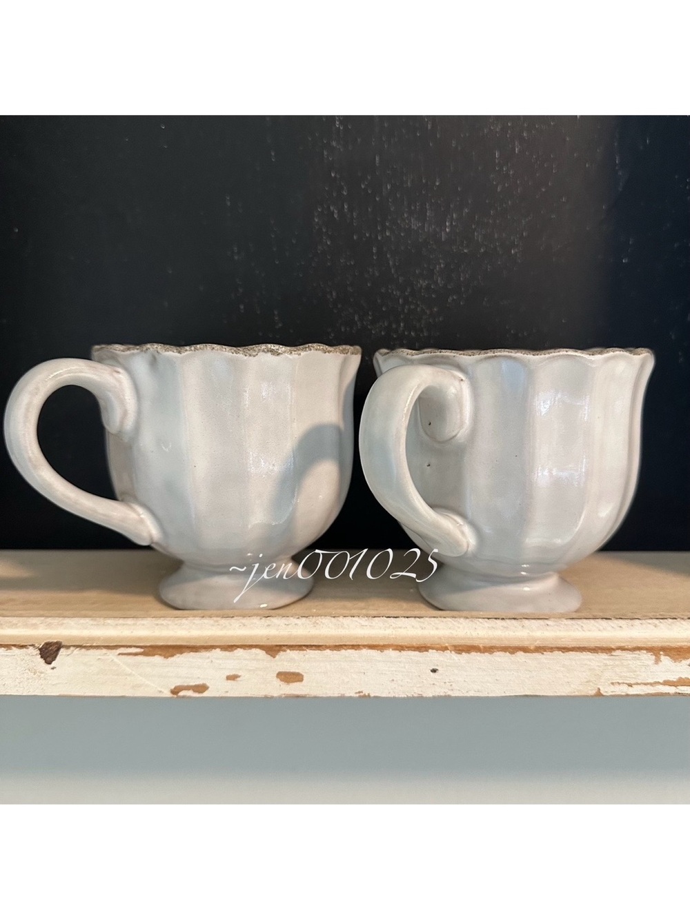 2pc 12oz Scalloped Edge Ceramic Mug with Foot Sour Cream- Hearth & Hand Magnolia - Picture 8 of 12